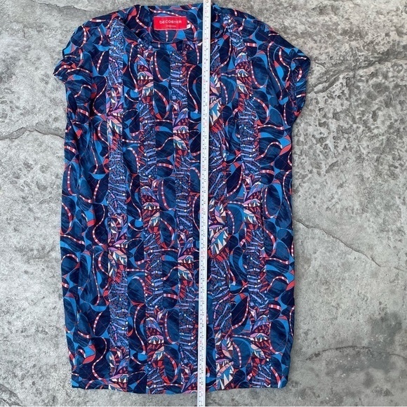 DECOSTER  cotton Abstract  print Blue  Red dress size 38 ( M ) - Picture 2 of 9